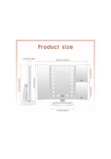 Qingmipy Katlanabilir Led Aydınlatmalı Büyütmeli Makyaj Aynası - Dokunmatik Kontrollü, Usb Şarjlı, Ayarlanabilir Açı, Depolama Tepsili Diğer