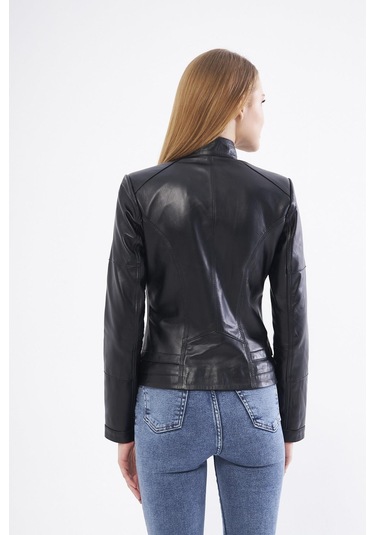 Derinss Dka2325 Hakiki Deri Kadın Siyah Mont 001