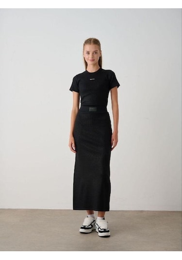 Kız Çocuk Kaşkorse Uzun Kalem Etek-15349 Siyah