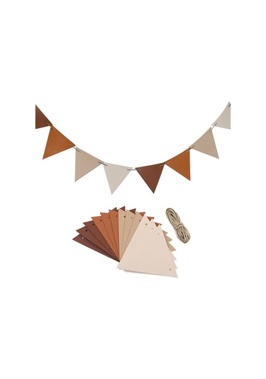 Kangvka 3 Metre Deri İp Kamp Bayrakları - Kahverengi Seri, 12 Adet Bayrak İle Dış Mekan Kullanıma Uygun Kahverengi