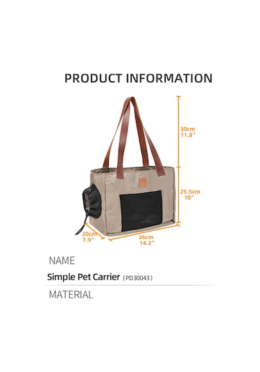 Vkemall Küçük Köpek Ve Kedi Taşıma Çantası - Oxford Kumaş Dayanıklı Hava Geçirgen Sırt Çantası Khaki