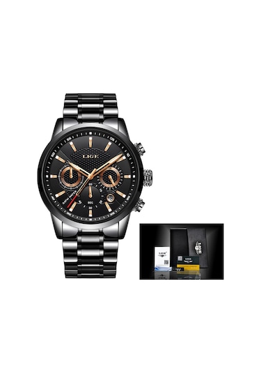 Dış Ticaret Lıge Erkek Spor Kuvars Saat Su Geçirmez Çelik Kemer Çift Gözlü Çok Fonksiyonlu Saat İş Saati Steelbeltallblack Diğer