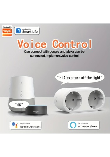 Motion003 1 Paket Avrupa Standartlı Çift Fişli Akıllı Ev Cihazı Ses Kontrolü Uzaktan İş