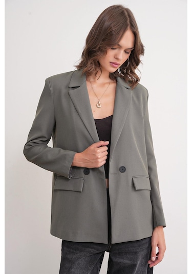 4516 Kadın Bezayağı Blazer Ceket Haki Haki