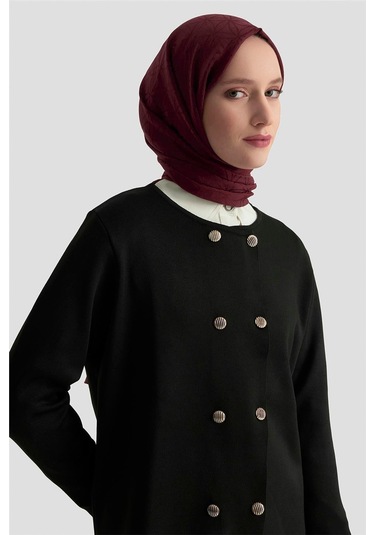 Armine Trend Düğme Detaylı Triko Takım 25ktd6118 Siyah Siyah
