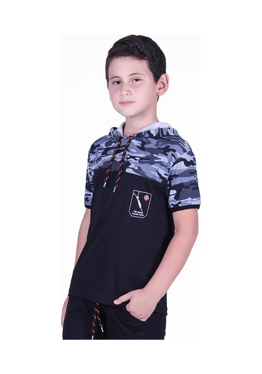 Markahit Kamuflaj Desenli T-shirt Erkek Çocuk Gri