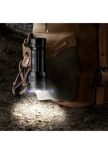 Xuweiwei Alonefire X68s Siyah 8x Led 6500k Xpg Yüksek Güç El Feneri Usb Şarj Taşınabilir Manyetik Kırmızı Uyarı 26650 Pil Açık Hava Yürüyüş Lambası Siyah