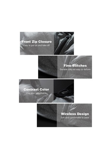 Jeemson Ön Fermuarlı Rahat Yoga Sütyeni - Nefes Alabilen Sporcu Sütyeni Beyaz