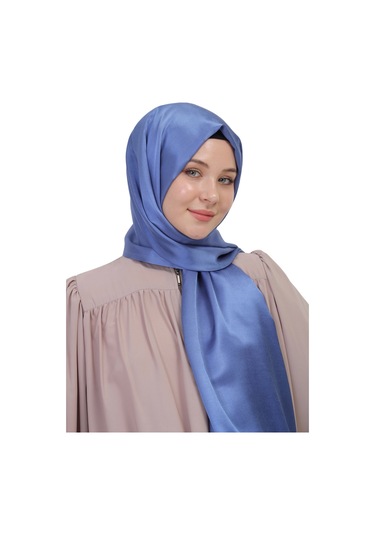 Çift Taraflı Düz Jakar Şal Parlak & Mat Dokulu, Özel Gün Şalı, Düz Renk Açık Kot