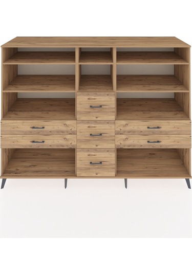 Kronos Dolap 8 Raflı 7 Çekmeceli 220x59x163 Çam-çam Çam-çam