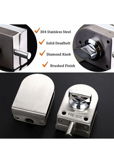 Kapı Kilidi Hırsızlığa Karşı Cam Kapı Güvenliği 10-12mm Paslanmaz Çelik Mandal Açma/kapatma Ev Otel Ofis Banyo Kullanımı, 80 56mm