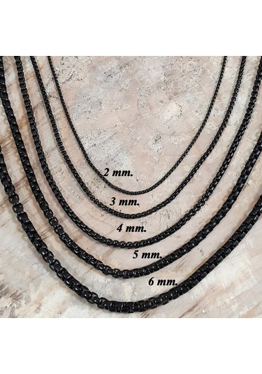 Chavin 60 Cm. Uzun Siyah 3 Mm. Erkek Çelik Zincir Dt37 (478258188)