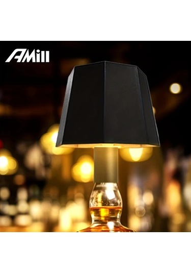 Chuangyinshop Siyah Sekizgen Şarap Şişesi Led Lamba, 3 Renk Dokunmatik, Usb Şarjlı, Pilli Dekoratif Aydınlatma