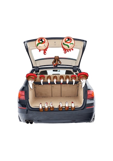 Yunboo Kahverengi Pvc Halloween Korku Göz Dişli Dekoratif Sticker - Dayanıklı Araba Bagaj Garaj Dekoru