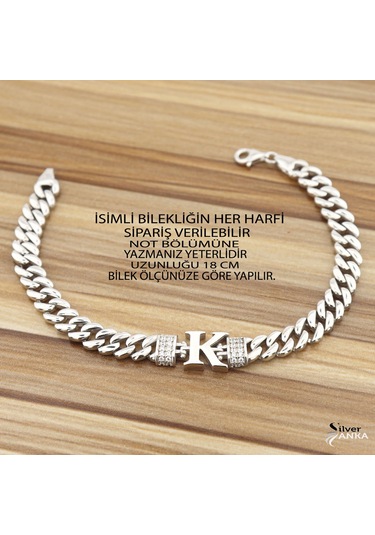 925 Ayar Gümüş K Harfi Gurmet Bileklik