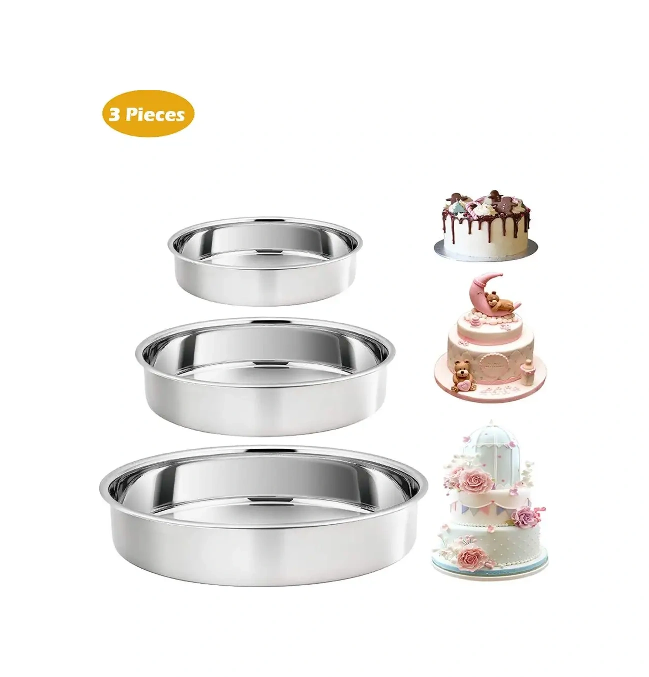 Haware 18-0 Paslanmaz Çelik Pişirme Tepsisi 3'lü Set 139329200 Gri