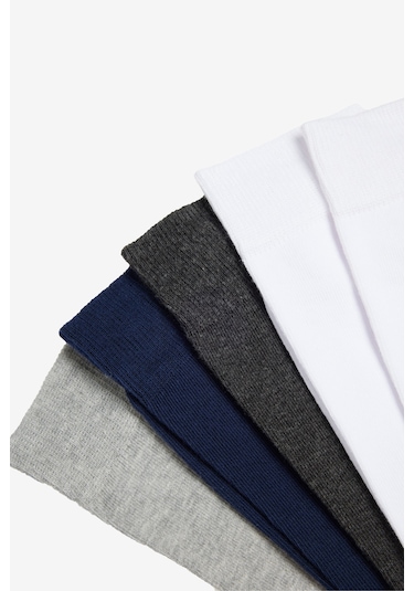 Erkek Grı-lacı-beyaz Pamuklu 5'li Paket Soket Çorap Grı-lacı-beyaz