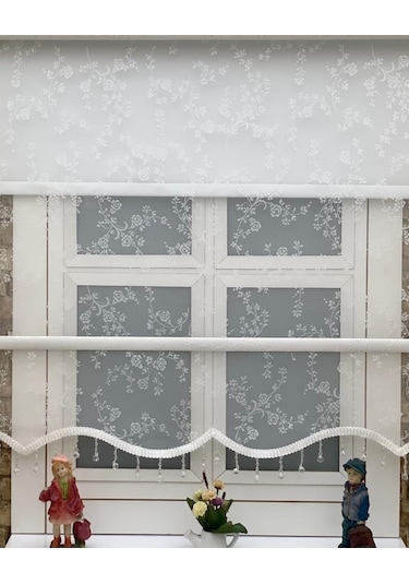 Küçük Çiçekli Çiftli Tül Stor Perde