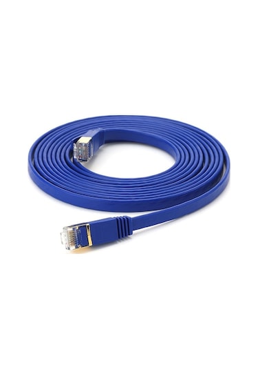 Cat 7 Ethernet Kablosu - 10gbps Hız, 600mhz Bant Genişliği, 15m Mavi, Kararlı İletim Ve Dayanıklı Yapı