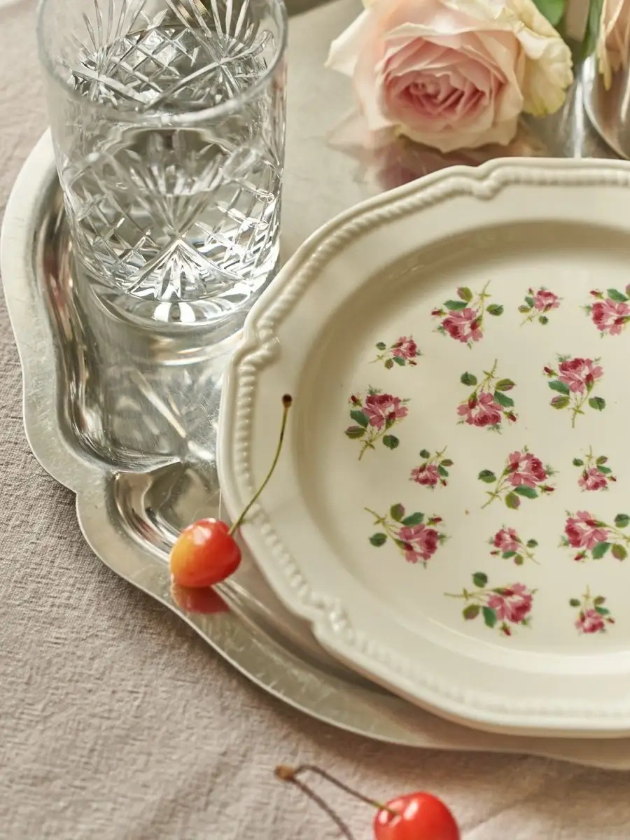 Roomi Desenli Düz Seramik Tabak 19.5 Cm, Hediye 113310986 Beyaz