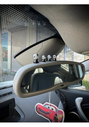 4 Parça Sevimli Panda Ailesi Dikiz Aynası Süsü - Dekoratif Obje Torpido Süsü Oto Aksesuar