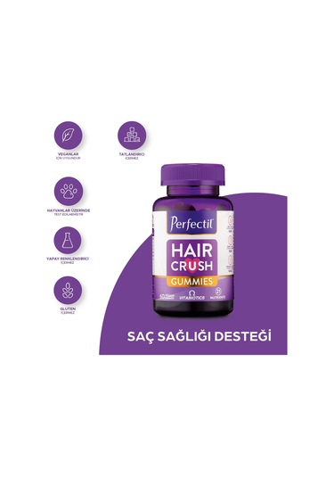 Perfectil At Kuyruğu Ekstresi, Koenzim Q10, Biotin İçeren Saç Sağlığı Vitamini 60 Gummies