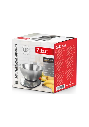 Zln2960 Dijital Mutfak Tartısı 5 Kg 1 Gr Hassasiyet Paslanmaz Çelik Yüzey Pil Dahil Gri - Inox