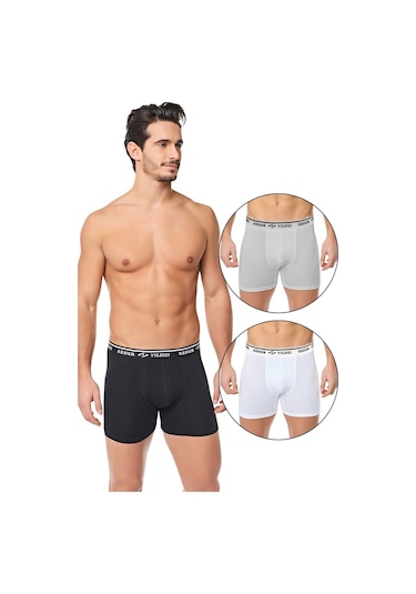 Seher Yıldızı 3'Lü Paket Erkek Boxer Pamuk Likralı Şort Boxer