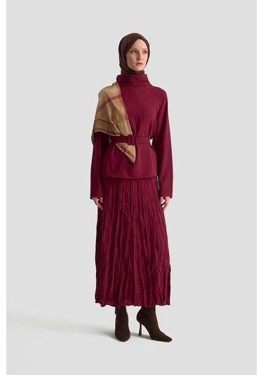 Armine Kırışık Efektli Takım 25kd1019 Bordo Bordo
