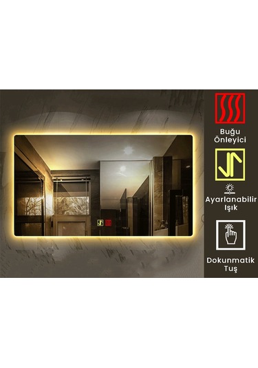 H 80x100cm Buğu Çözücülü Dokunmatik Işıklı Ledli Banyo Aynası