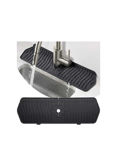 Createtech Silikon Sıçrama Önleyici Tepsi - Mutfak & Lavabo Koruyucu, Mat Siyah, Karavan & Çiftlik İçin Siyah