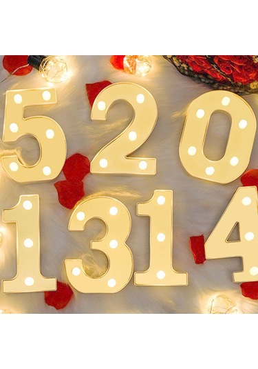 Konesam Led Rakamlı Dekoratif Işık - Sıcak Beyaz Sabit Aydınlatma, Doğum Günü, Parti Ve Özel Etkinlikler İçin Dekorasyon Aleti Pil Dahil Değil Diğer