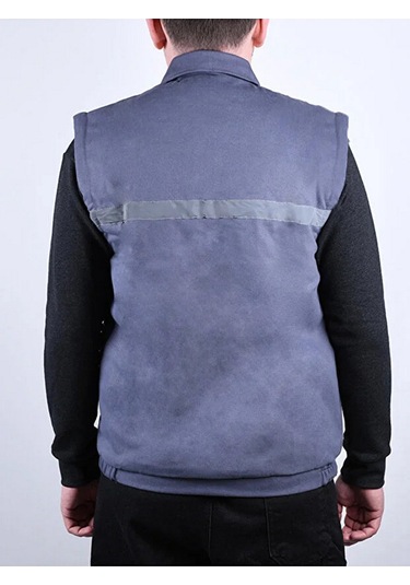 Erkek Reflektörlü Kalın Gabardin Kumaş Kışlık Iş Ve Çalışma Yeleğ Gri