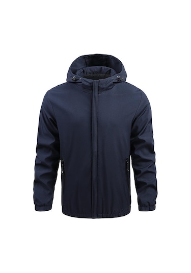 Erkek Su Geçirmez Yumuşak Kabuk Ceket Taktik Hoodie Kış Sıcak Askeri Mont Koyu Mavi