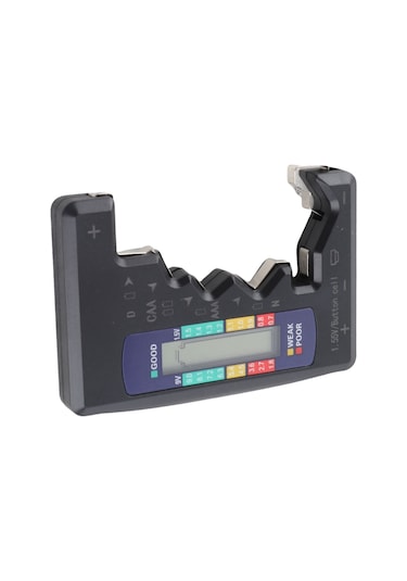 Vkemall Siyah Dijital Pil Test Cihazı - C/d/9v/aa/aaa/1.5v Li-pil Göstergesi, Lcd Ekranlı Pil Gücü Tespit Aleti