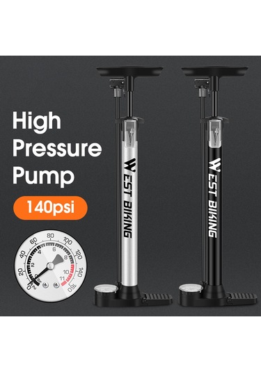 Reedark Yüksek Basınçlı Bisiklet Hava Pompası, 140psı, Manometreli, T Tipi Kolu, Katlanabilir Taban, Universal Valf, Siyah