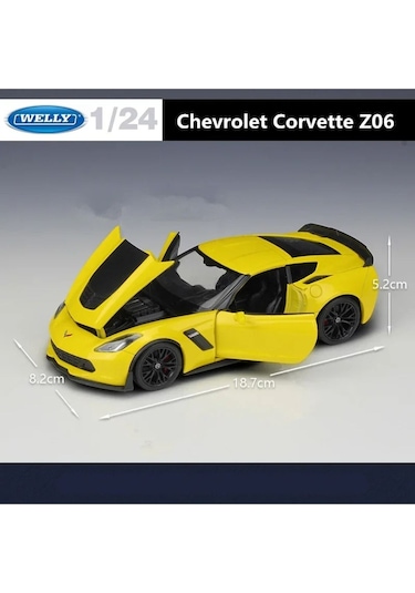 Chevyrolet Corvette Z06 1/24 Sarı Renk Model Araba Koleksiyon