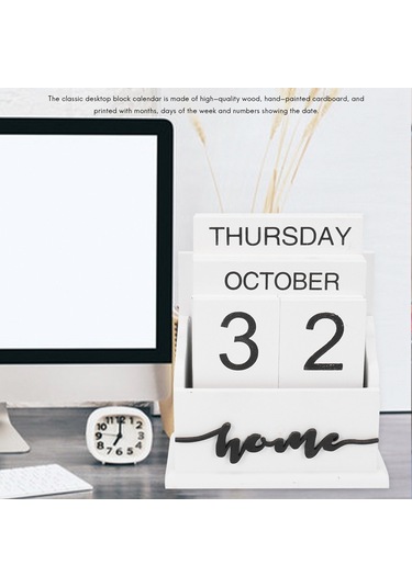 Ahşap Midye Kabuğu Masa Bloğu Takvim Hafta Ay Tarih Gösterimi