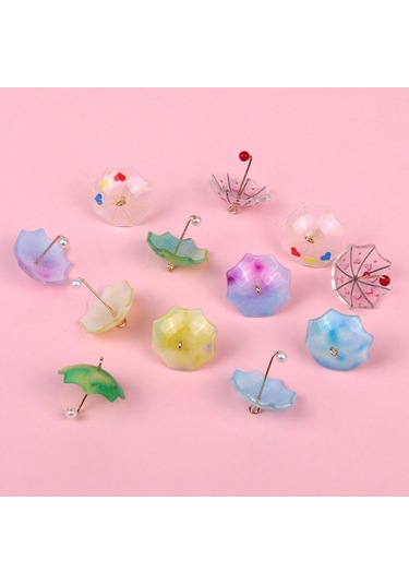 12 Adet Şemsiye Süsü Reçine 3d Şemsiye Şeklinde Yazlık Süsü Diğer