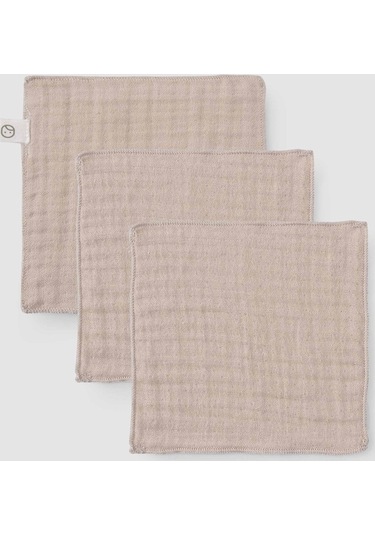 3' Lü Dört Katlı Müslin Ağız Bezi Seti Bej