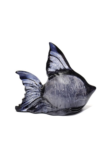 Dekoratif Ocean Art Siyah Balık Heykeli 23 Cm