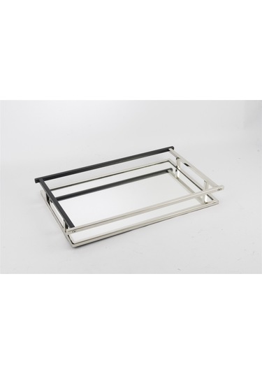 Mikasa Moor Gümüş Mat Siyah Aynalı Tepsi 43x26x5 Cm Gümüş