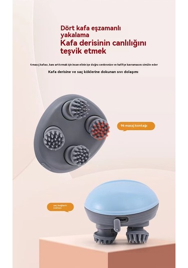 Ikkb Yeni Kafa Elektrikli Silikon Kafa Derisi Masajı Gri