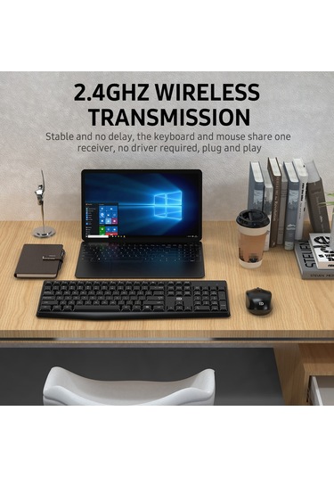 Kangvka Fude Ek785 Kablosuz Klavye-fare Seti 2.4g 15m Menzil 106 Tuş 3 Seviye Dpı Ev & Ofis Windows/mac Uyumlu Siyah Pil Yok Diğer