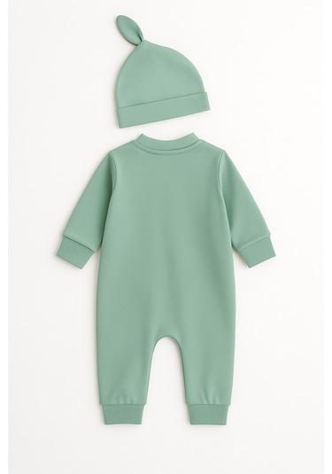 Mevsimlik %100 Pamuk Bereli Bebek Tulum Takım - Yeni Sezon Unisex Yeşil