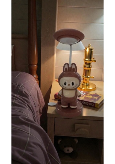 Labubu Tek Kalemlikli Masa Üzeri Gece Lambası Boyut 24 Cm Çok Renkli