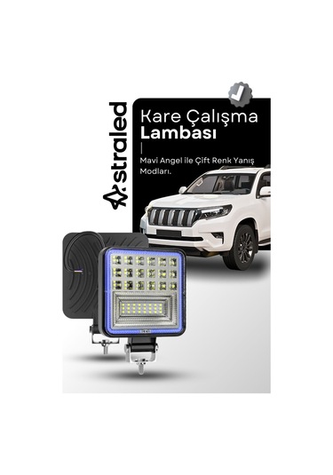 Off Road 12-24 Volt Kare Sis Farı Drl Mavi 4 İnç 126 W Oto Çalışma Lambası