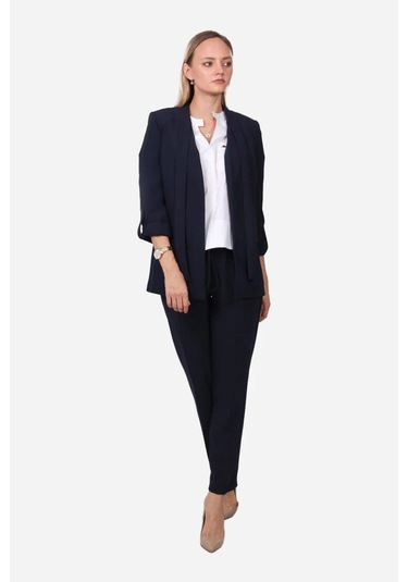 Kadın Apalet Detaylı Blazer Ceket Frn70703 Lacivert