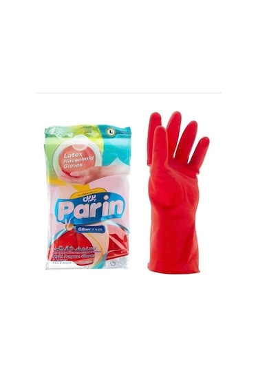 Parin Lateks Bulaşık ve Temizlik Eldiveni Kırmızı L 1 Çift
