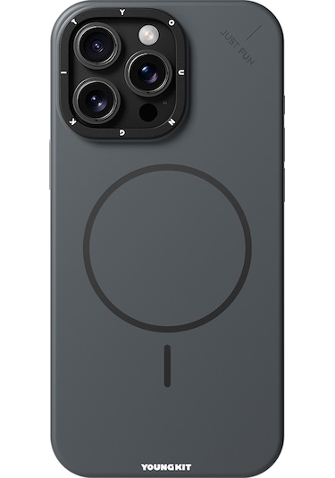 İphone 15 Pro Max Uyumlu Kılıf M-safe Şarj Özellikli Youngkit Dynamag Serisi Kapak Gri